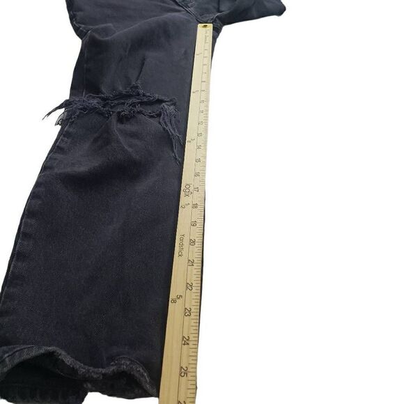 Abercrombie & Fitch The 90's Straight Ultra High Rise Distressed Black Denim Siz - Picture 6 of 8